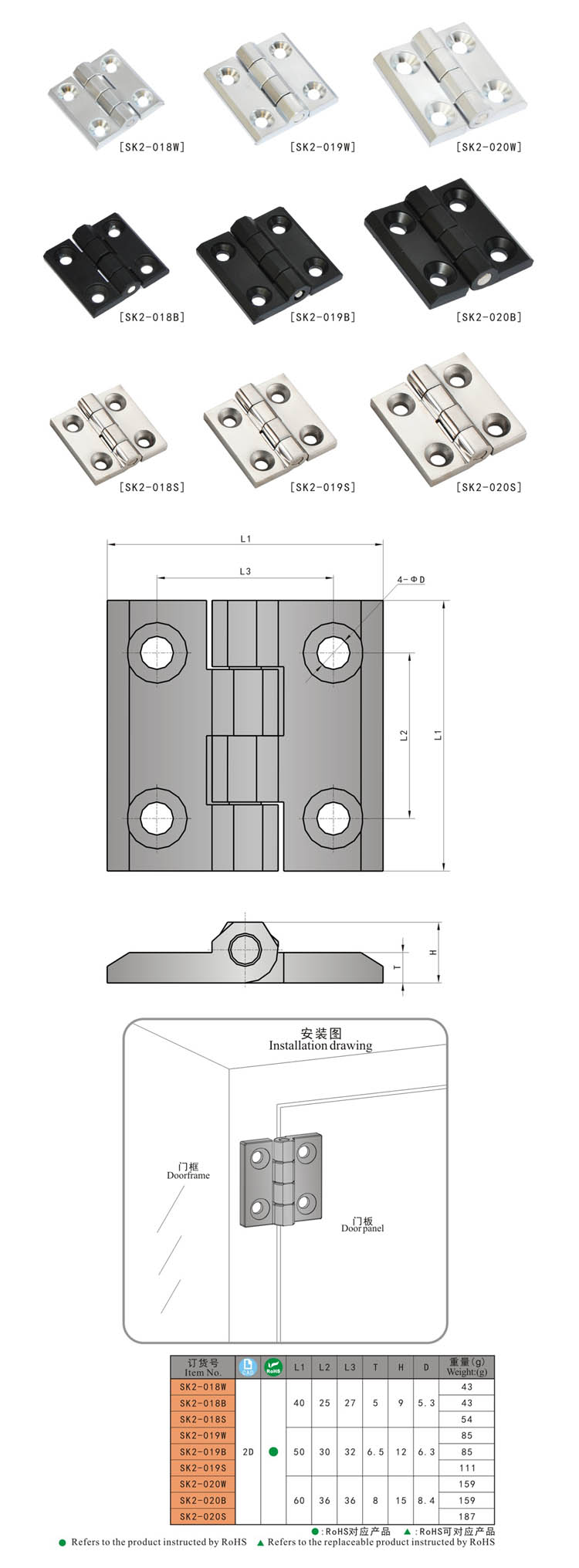 SK2-018 尺寸 - المفصلة-خارج ، ورسم مزلاج ، مزلاج الباب ، قفل مقبض ، مزلاج ضغط