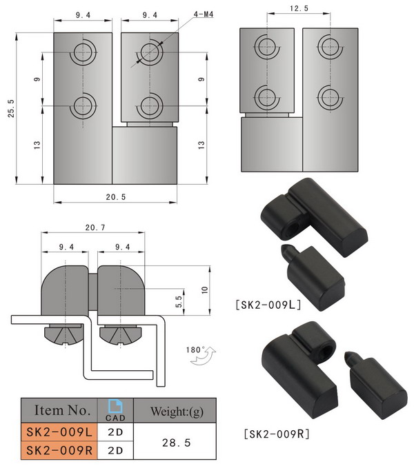 SK2-009 KUNLONG Industrial Lift Off Hinge
