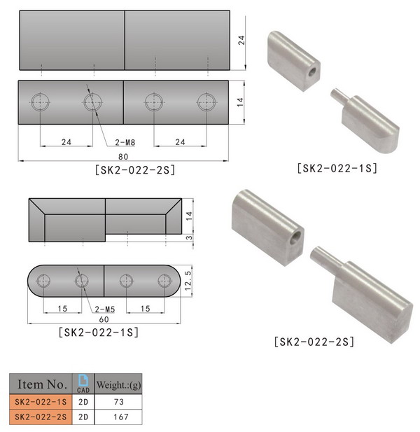 SK2-022-2S KUNLONG Industrial Lift Off Hinge
