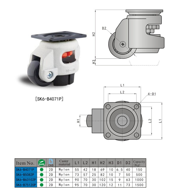 SK6-B4071P KUNLONG Industrial Caster Wheel