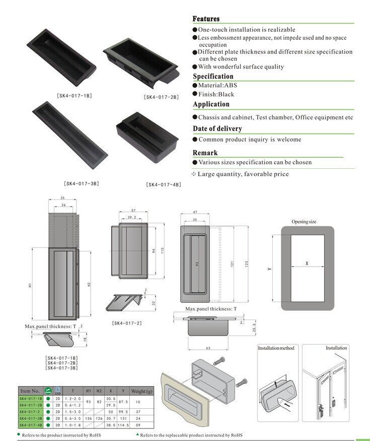 SK4-017 KUNLONG مقبض بلاستيكي صناعي